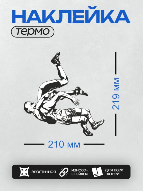 Термонаклейка на одежду DTF / Два спортсмена в динамичной борьбе дзюдо.