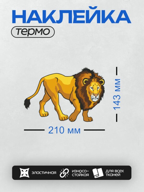 Термонаклейка на одежду DTF / Мультяшный лев с яркой гривой и выразительными глазами.