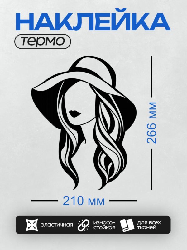 Термонаклейка на одежду DTF / Стилизованный портрет девушки в шляпе с широкими полями.