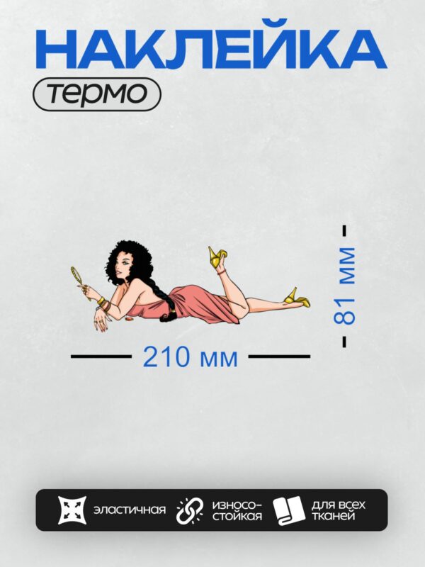 Термонаклейка на одежду DTF / Девушка в стиле пин-ап с зеркалом и туфлями.