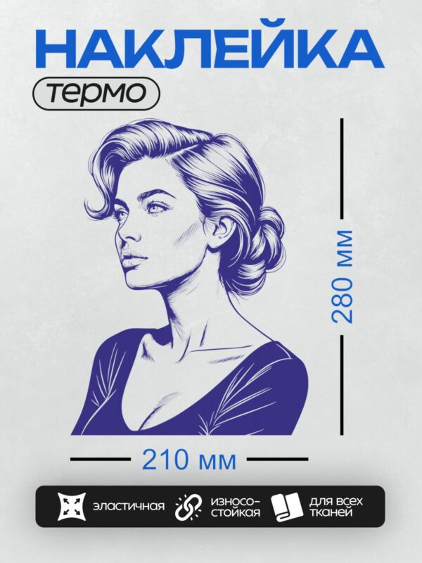 Термонаклейка на одежду DTF / Девушка с пышной прической в стиле пин-ап.